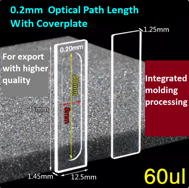 Quartz Detachable Cuvette/Microsample Cell/Detection for Solution Solid Powder Fluorescence/Optical Path Length 0.1 0.2 0.5 1 2 mm