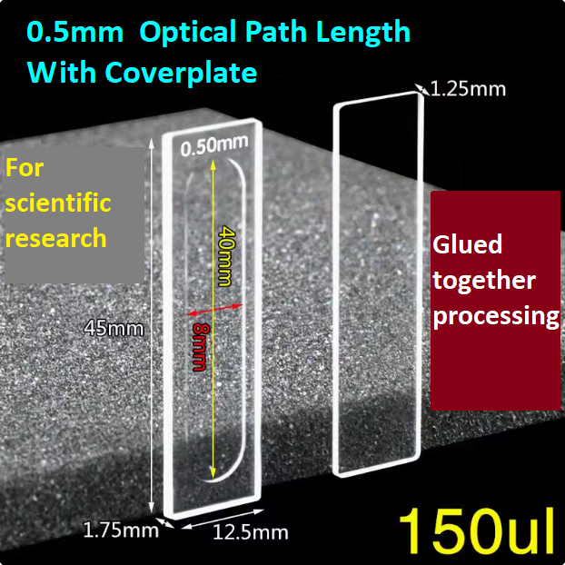 Quartz Detachable Cuvette/Microsample Cell/Detection for Solution Solid Powder Fluorescence/Optical Path Length 0.1 0.2 0.5 1 2 mm