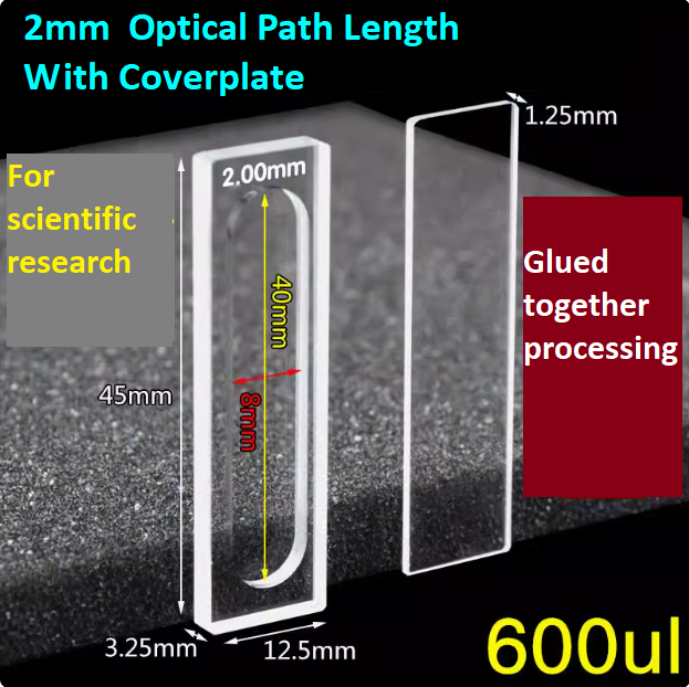 Quartz Detachable Cuvette/Microsample Cell/Detection for Solution Solid Powder Fluorescence/Optical Path Length 0.1 0.2 0.5 1 2 mm