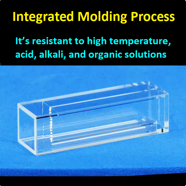 Quartz Double-window Fluorescent Cuvette Optical Path Length 10mm with Partition Optical Glued Integrated Five Transparent Sides