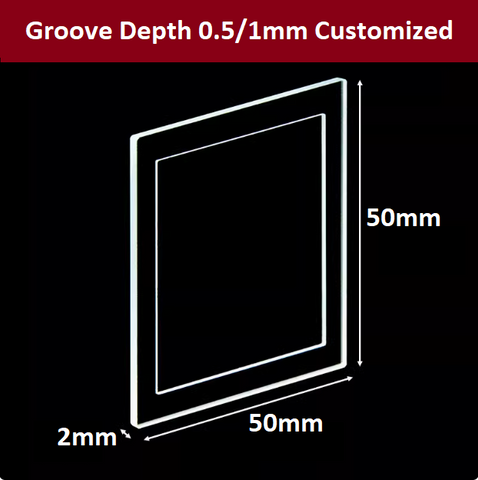 Quartz Sample Cell Cuvette Reflection Fluorescent 50*50mm Groove Depth 0.5mm 1mm Ultraviolet JGS1 Quartz Inner Groove Polished High Transmittance Customized