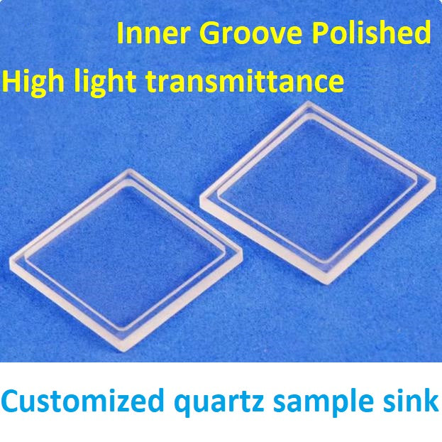 Quartz Sample Cell Sample Sink Cuvette Reflection Fluorescent 20*20mm Groove Depth 1mm Ultraviolet JGS1 Quartz Inner Groove Polished High Transmittance Customized
