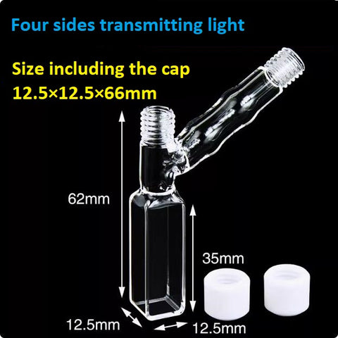 Quartz cuvette with dual channel and dual screw thread opening optical path 10mm optical glued integrated molding four sides transmitting light ultraviolet transmission can be customized