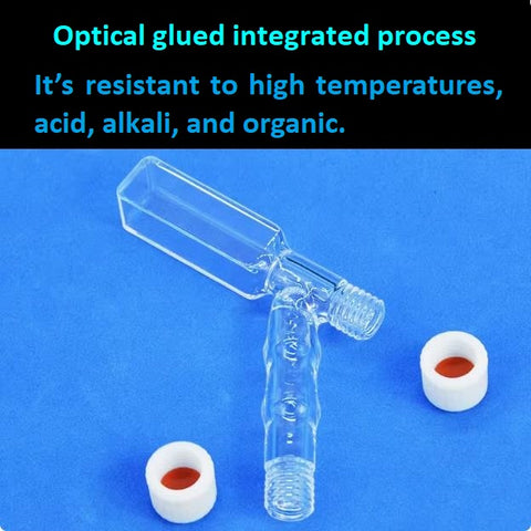 Quartz cuvette with dual channel and dual screw thread opening optical path 10mm optical glued integrated molding four sides transmitting light ultraviolet transmission can be customized