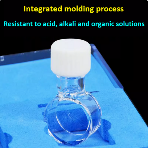 Quartz cylinder cuvette with a thread /Optical path 10mm/Integrated molding process/ultraviolet quartz glass