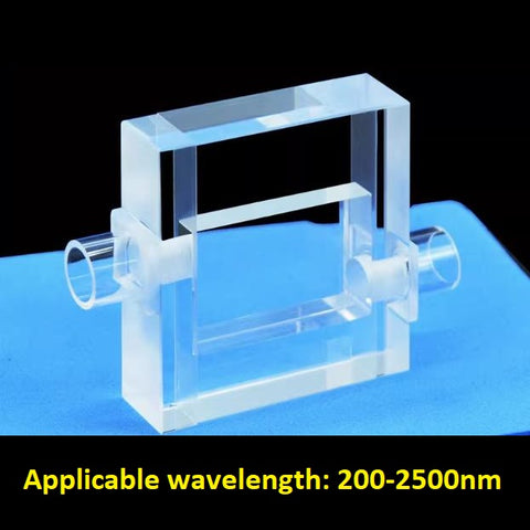 Quartz flow cell cuvette optical path 7.5mm 4.5ml High light transmittance and ultraviolet transmission customized