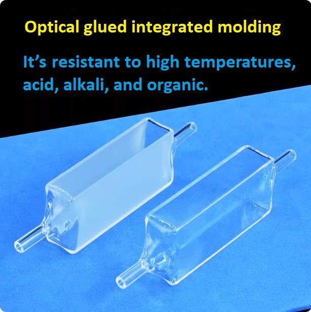 Quartz flow cuvette 10/20mm dual optical path optical glued integrated process with good fluidity resistant to acid, alkali, and high temperatures UV cuvette