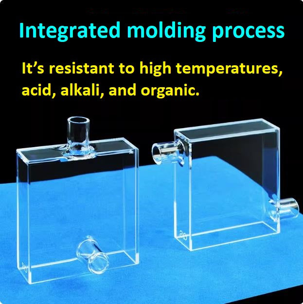 Quartz flow cuvette 40/10mm dual optical path high transmission in ultraviolet fluorescence integrated molding process resistant to acid and alkali customizable