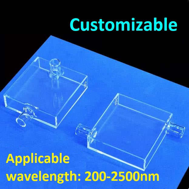 Quartz flow cuvette 40/10mm dual optical path high transmission in ultraviolet fluorescence integrated molding process resistant to acid and alkali customizable
