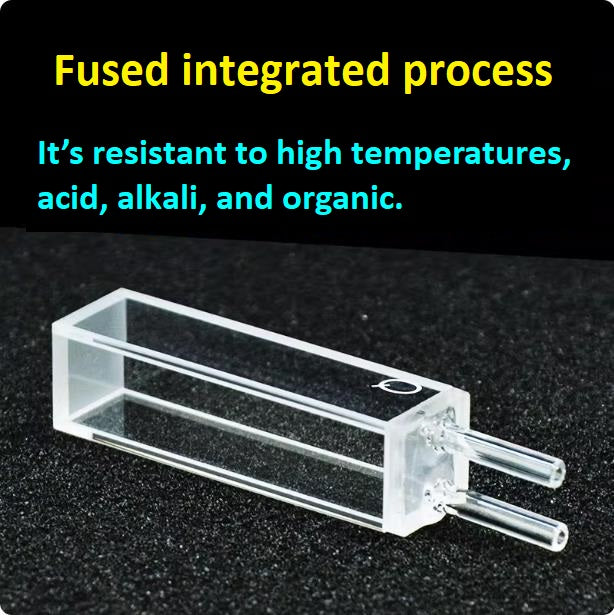 Quartz fluorescence flow cell fused integrated process with good sealing resistant to acid, alkali, and high temperatures with ultraviolet transmission can be customized