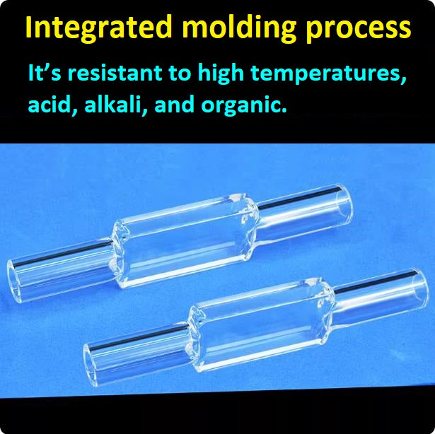 Quartz fluorescence flow cuvette cell four sides transmitting light 4/16 mm dual optical path integrated molding process high fluidity customizable
