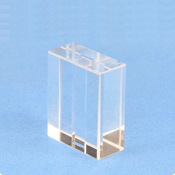 Quartz fluorescence flow sample cell flow tank cuvette open at both ends thick wall without bottom six sides transmitting light