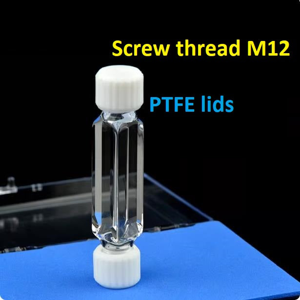Quartz fluorescence micro-flow cell cuvette threaded connector dual optical path 4/10mm 1.4ml integrated molding process four sides transmitting light