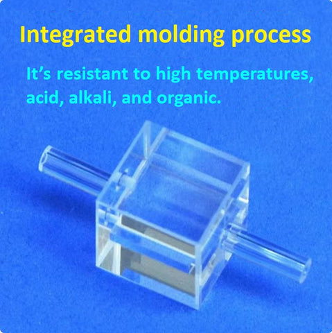 Quartz fluorescent flow cell with integrated molding process dual optical path 10/1.5mm capacity 150ul four sides transmitting light