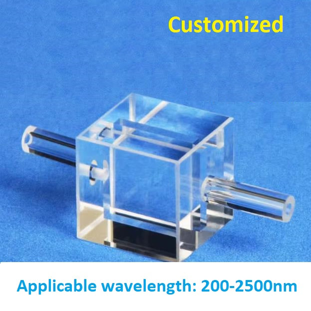 Quartz fluorescent flow cell with integrated molding process dual optical path 10/1.5mm capacity 150ul four sides transmitting light