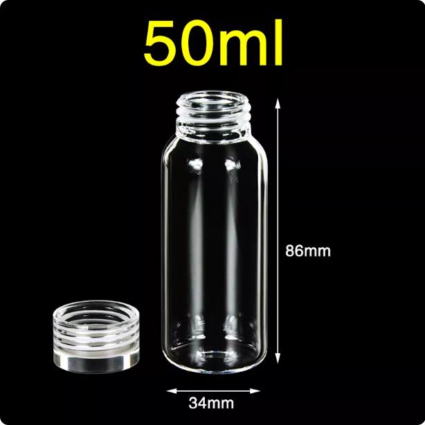 Quartz glass threaded bottle screw-mouthed sampling bottle sealed reagent bottle with quartz cover matched more resistant to high temperatures 2/5/10/20/30/40/50/100ml in stock/customizable
