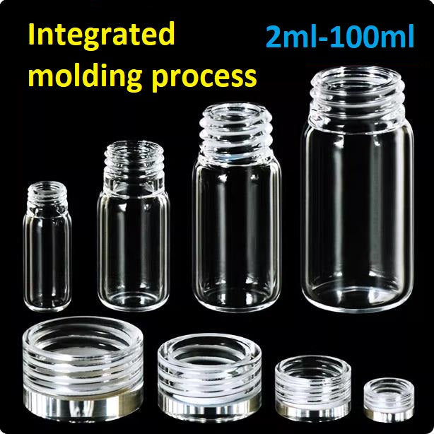 Quartz glass threaded bottle screw-mouthed sampling bottle sealed reagent bottle with quartz cover matched more resistant to high temperatures 2/5/10/20/30/40/50/100ml in stock/customizable
