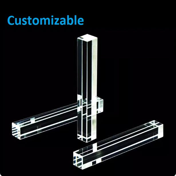 Quartz light guiding rod square 6.5×6.5×50mm resistant to high temperature, acid and alkali high light transmittance
