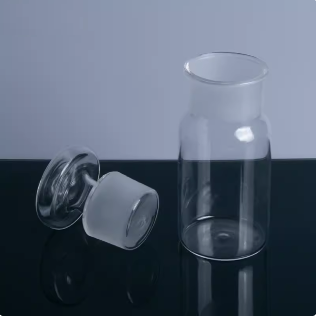 Quartz reagent bottle with large mouth wide-mouth bottle 125 250 50 1000ml frosted mouth transparent thickened quartz glass sample bottle