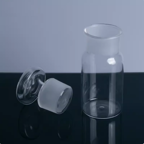 Quartz reagent bottle with large mouth wide-mouth bottle 125 250 50 1000ml frosted mouth transparent thickened quartz glass sample bottle