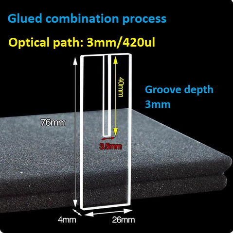 Quartz sample cell quartz reflection cuvette fluorescent solid detection 76*26*4mm groove depth 3mm polished groove high ultraviolet transmission JGS-1 can be customized