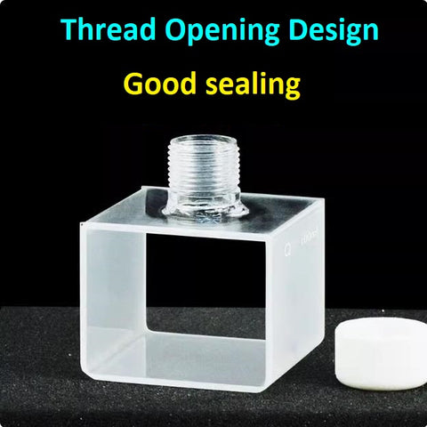 Quartz square cuvette with thread opening quartz sample cell optical path 50mm capacity 100ml two sides transmitting light ultraviolet