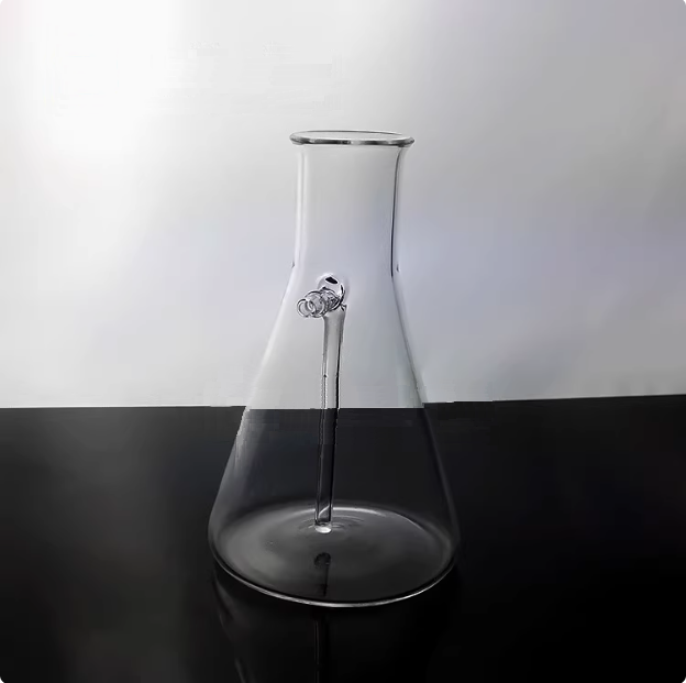 Quartz suction flask filter bottle conical flask with a branched tube high pressure and high temperature resistance