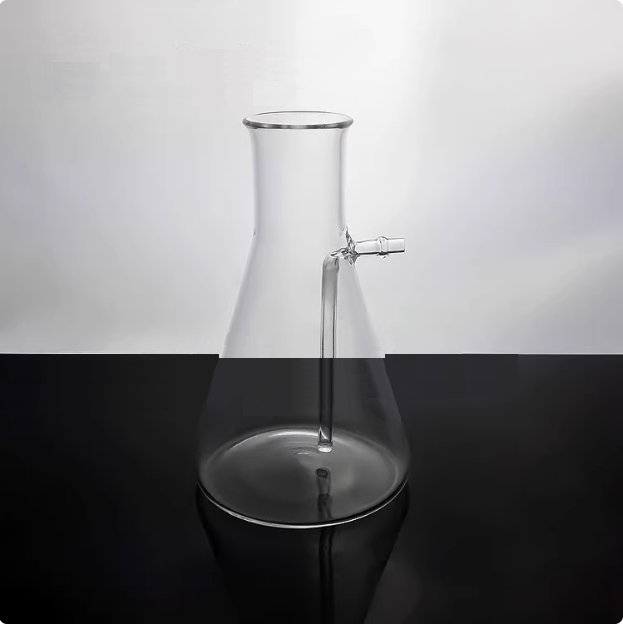 Quartz suction flask filter bottle conical flask with a branched tube high pressure and high temperature resistance