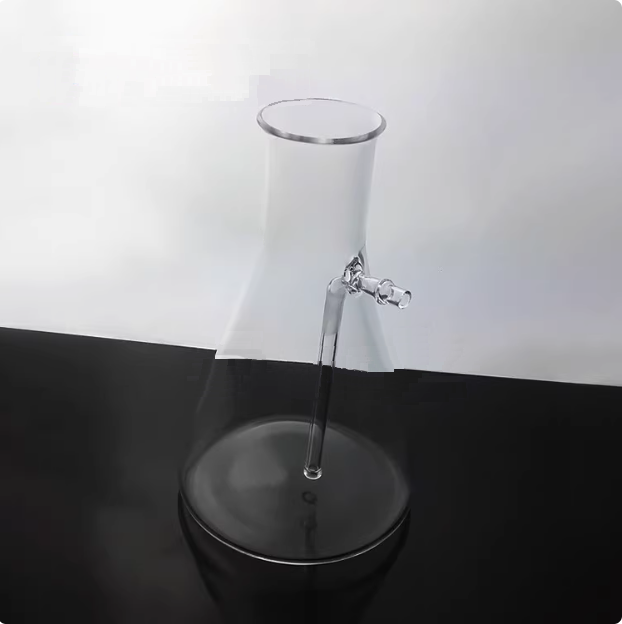 Quartz suction flask filter bottle conical flask with a branched tube high pressure and high temperature resistance