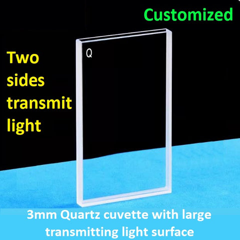 Quartz cuvette with large surface transmitting light optical path 3mm two sides transmitting light ultraviolet cuvette customized