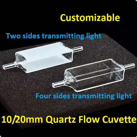 Quartz flow cuvette 10/20mm dual optical path optical glued integrated process with good fluidity resistant to acid, alkali, and high temperatures UV cuvette