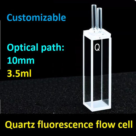 Quartz fluorescence flow cell fused integrated process with good sealing resistant to acid, alkali, and high temperatures with ultraviolet transmission can be customized