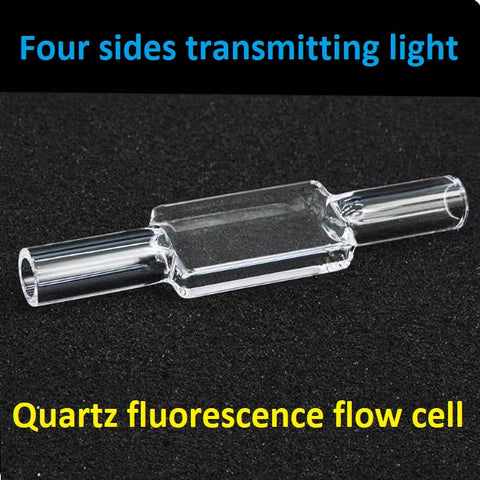 Quartz fluorescence flow cuvette cell four sides transmitting light 4/16 mm dual optical path integrated molding process high fluidity customizable