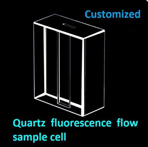 Quartz fluorescence flow sample cell flow tank cuvette open at both ends thick wall without bottom six sides transmitting light