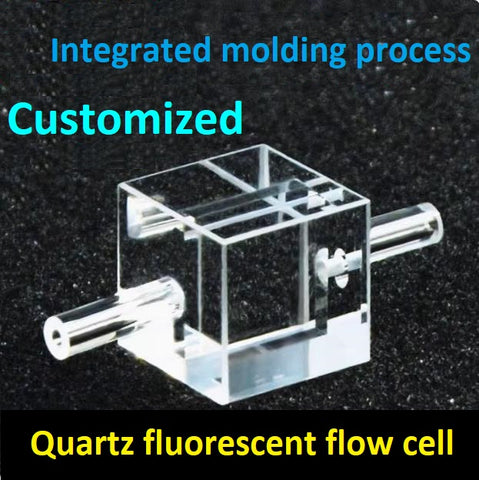 Quartz fluorescent flow cell with integrated molding process dual optical path 10/1.5mm capacity 150ul four sides transmitting light