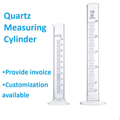 Quartz measuring cylinder 25/50/100/250/500ml quartz graduated cylinder high light transmission resistant to high temperature, acid, and alkali