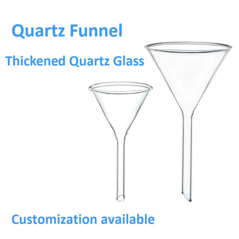 Quartz triangle funnel 30/40/50/60/75/90mm quartz funnel curved neck funnel Boron-free feeding funnel high temperature resistance