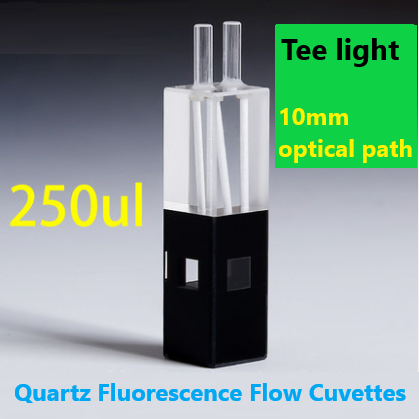 250ul Quartz Micro Fluorescence Flow Cell Three-way Light Cuvette Transmitting UV/Optical Path 10mm