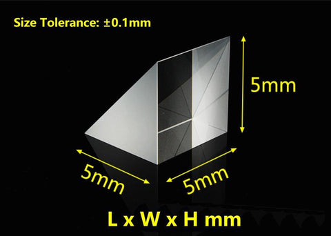 Optical Triangular Prism with Aluminum Coating and Right Angle 90 Degrees - MICQstore